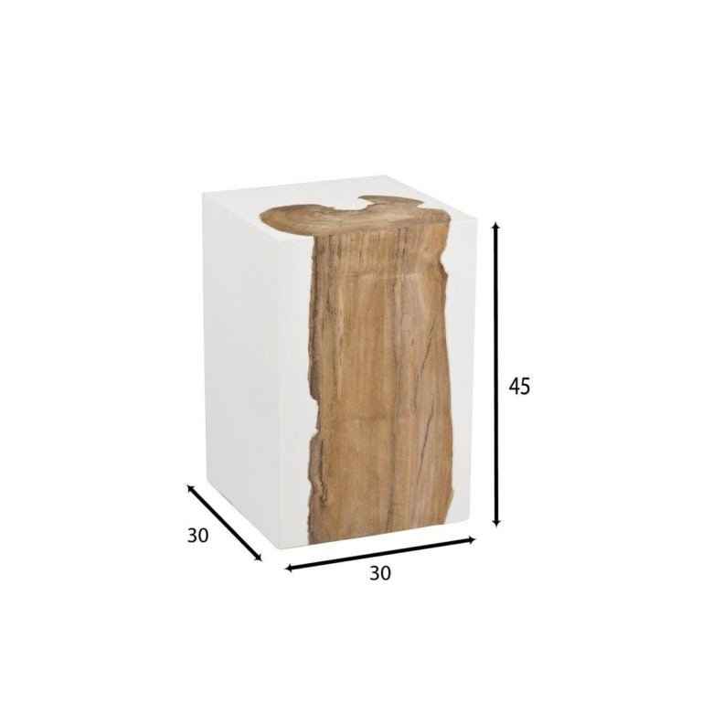 KENDARI BLOCK SIDE TABLE +STOOL | TEAK + RESIN