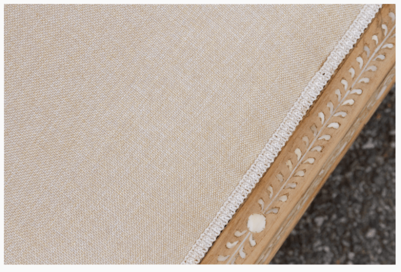 Luxurious Bone Inlay Daybed/Bench - Light Teak Wood and White Upholstery Daybed - Bone Inlay Furnitures