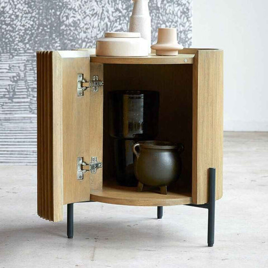 MAJA (BED)SIDE TABLE | 1-DOOR + 2-SHELVES | NATURAL