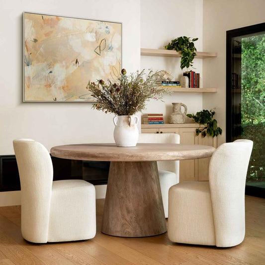 MARLEY 60"RD SANBLASTED NATURAL DINING TABLE