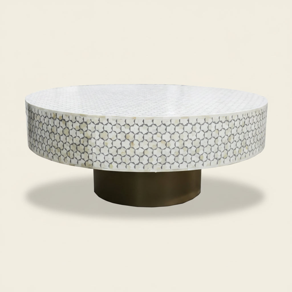 Bone Inlay Round Coffee Table for Home Centre Table by Hansa Handicraft - Hansa Handicraft