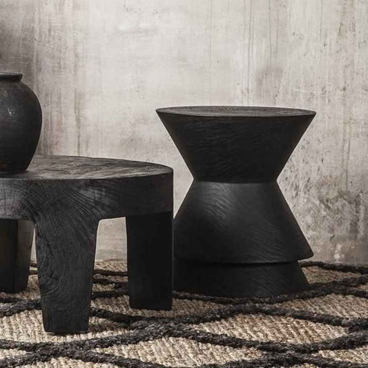 NOAH SIDE TABLE + STOOL | CHARCOAL