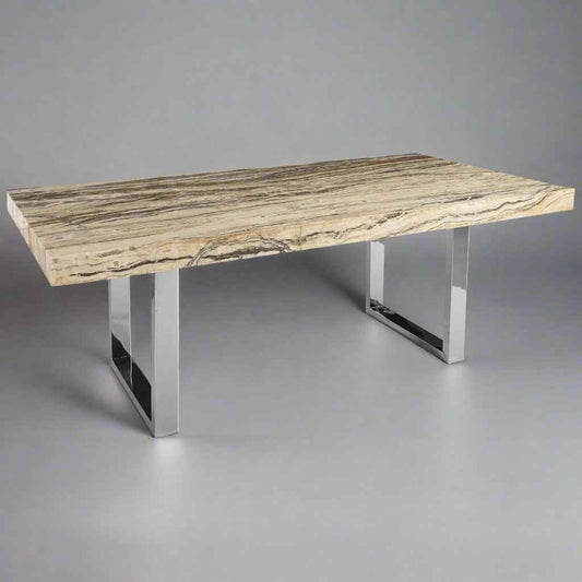 ONYX DINING TABLE, STAINLESS STEEL LEGS