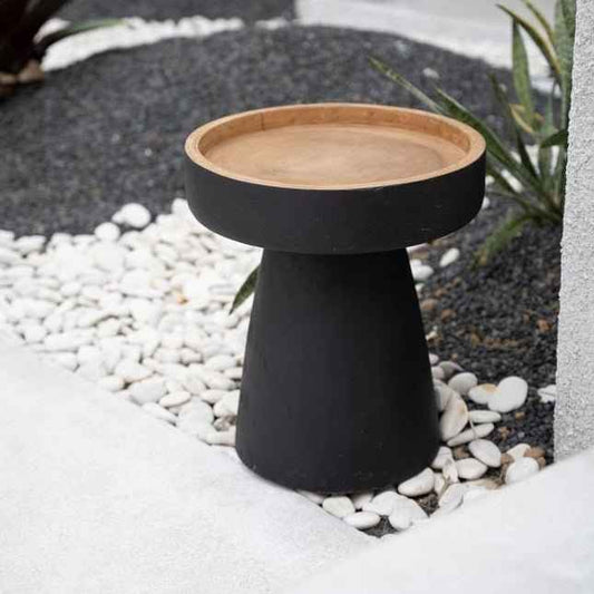 RAYU SIDE TABLE | BLACK + NATURAL