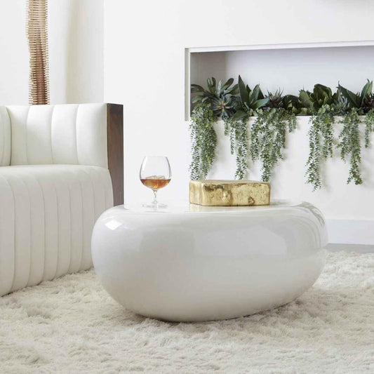 RIVER STONE INDOOR-OUTDOOR COFFEE TABLE: WHITE