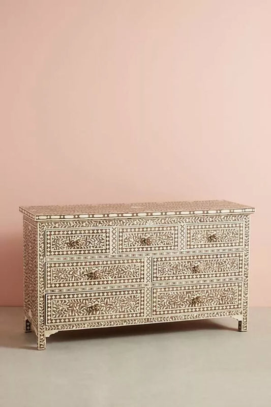 Bone Inlay Chest Of 7 Drawers Floral by Hansa Handicraft