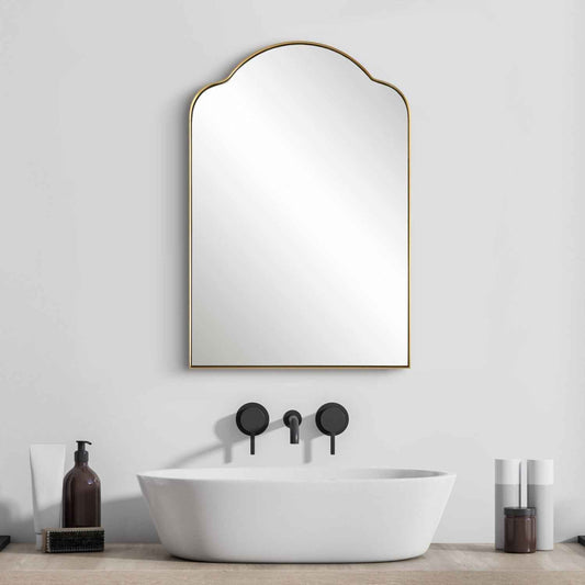 SIDNEY ARCH VANITY MIRROR: BRASS