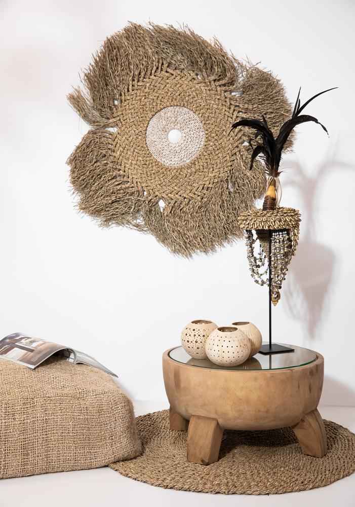 TIMBER SIDE TABLE | NATURAL | GLASS TOP