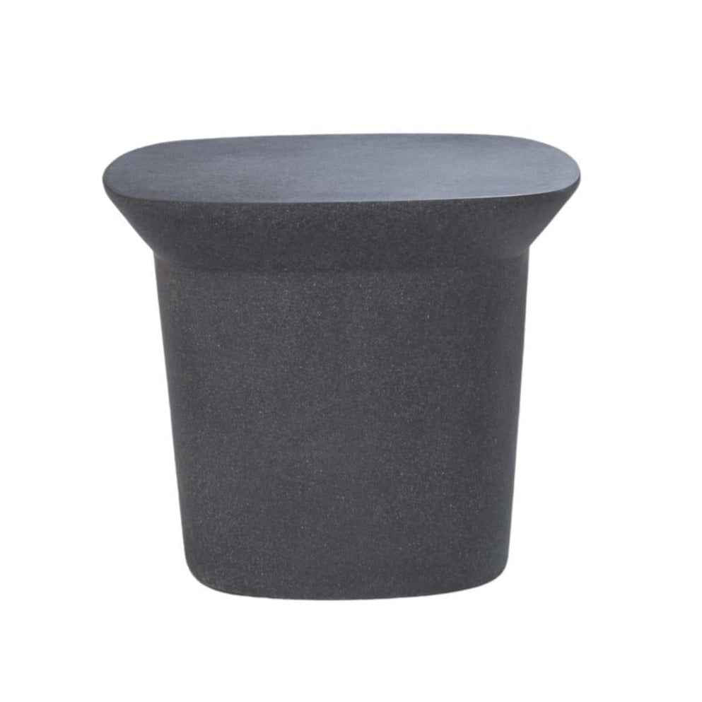 TORA POWDER STONE SIDE TABLE | BLACK | IN-OUTDOOR
