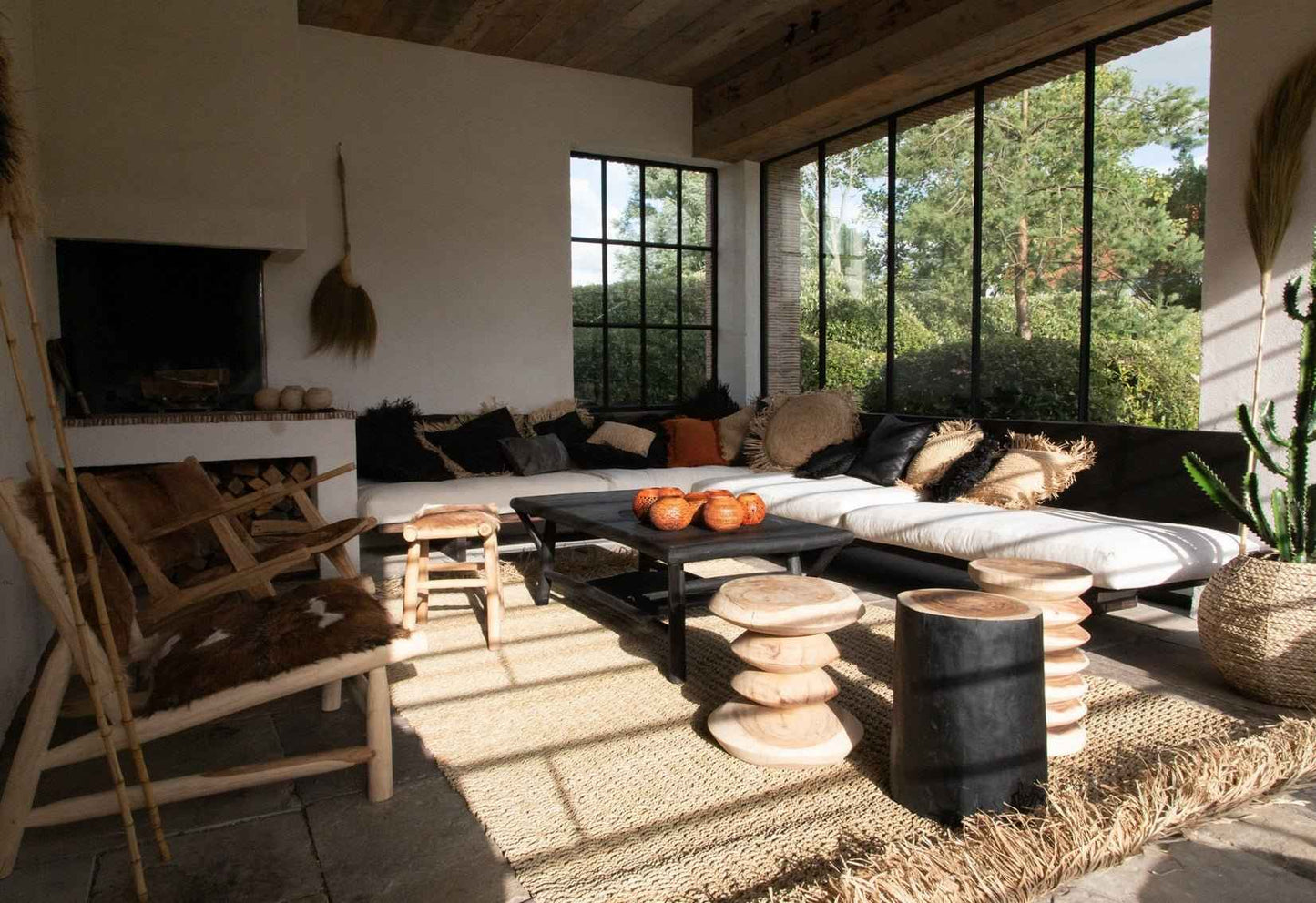 TRIBE SIDE TABLE + STOOL | BLACK + NATURAL