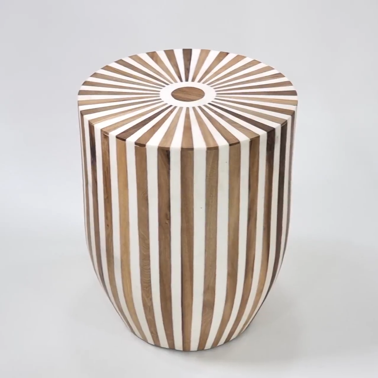 Stunning Handmade Side Table | Unique Wooden Art Piece | Striped Coffee & End Table | Adds Charm to Any Room-HANSA HANDICRAFT