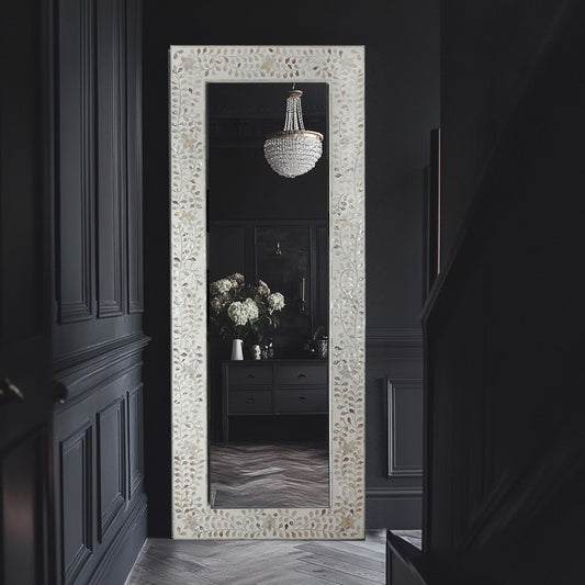 White Mother of Pearl Floor Mirror – Hansa Handicraft - Hansa Handicraft