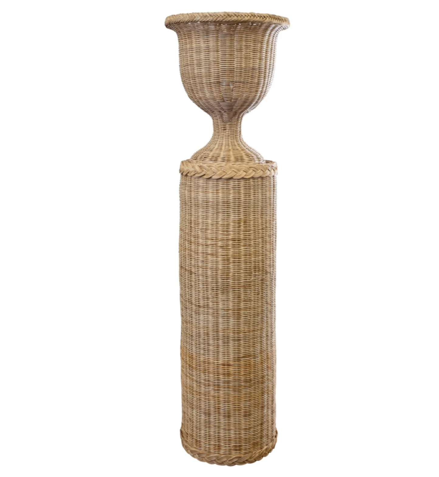 Wicker Braided Column Pedestal Base