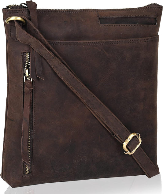 Real Leather Crossbody Bags For Women – Sling Bag Cross over Purse With Adjustable Shoulder Strap Medium Size Front Zipper - Hansa Handicraft