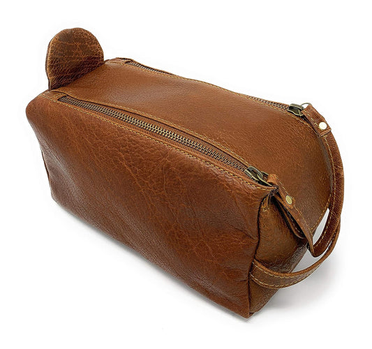 Hansa Premium Buffalo Leather Unisex Toiletry Bag Travel Dopp Kit - Hansa Handicraft
