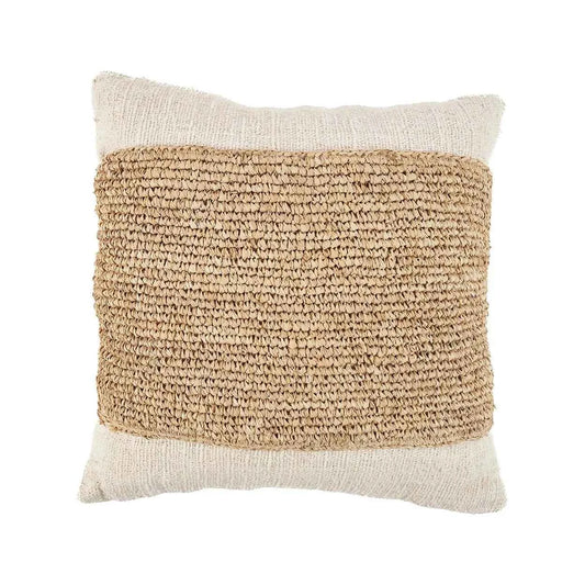 RAFFIA STAMP CUSHION COVER | SQUARE | NATURAL