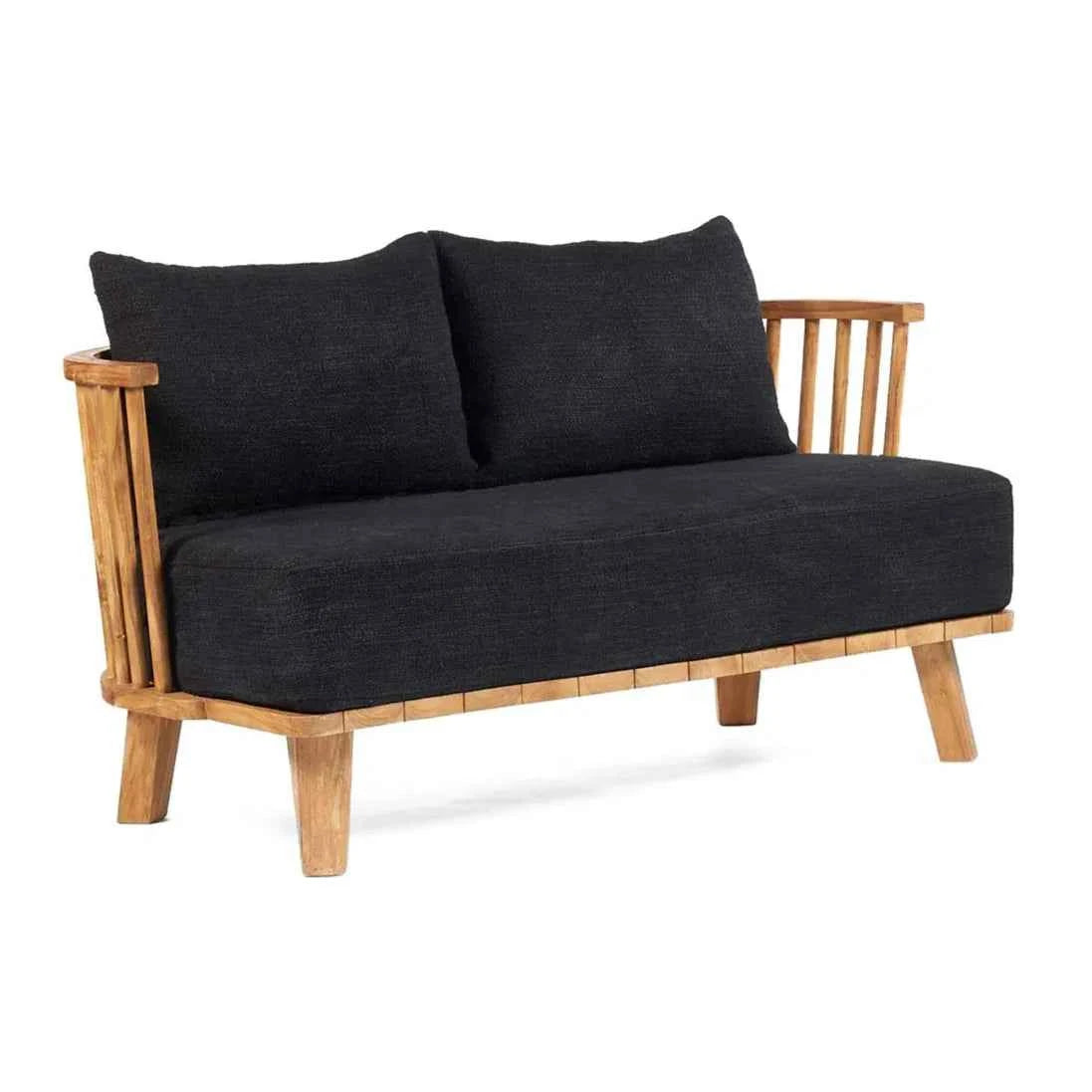 MALAWI TWO-SEATER SOFA | BLACK | RECLAIMED TEAK | IN-OUTDOORS