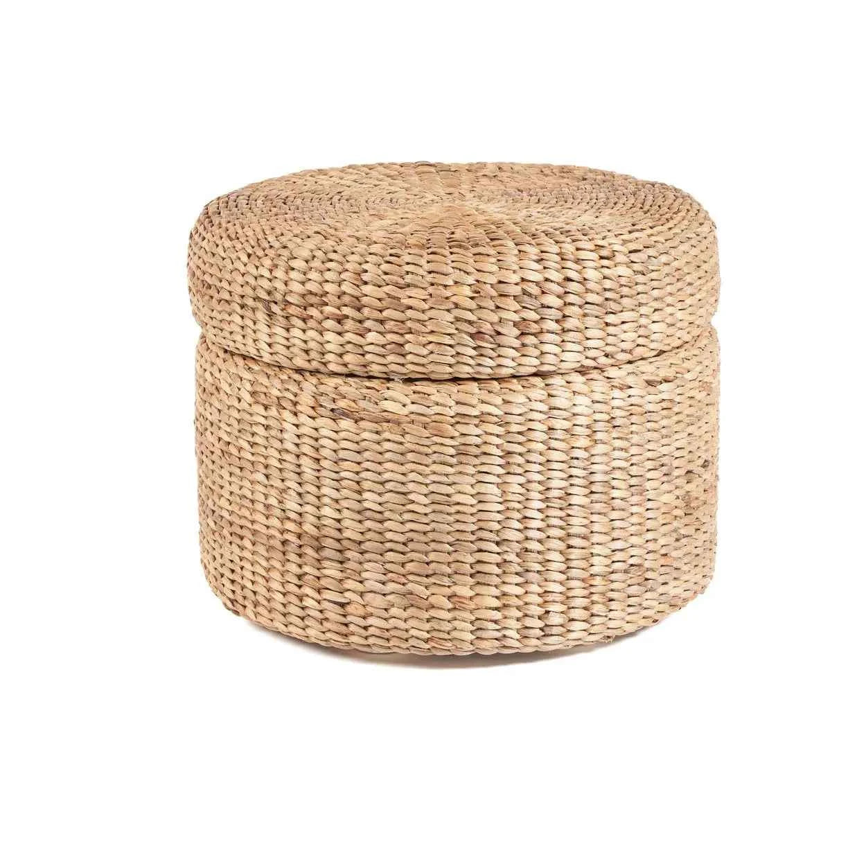 CIRCLE RATTAN STORAGE OTTOMAN | NATURAL