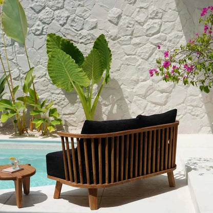 MALAWI TWO-SEATER SOFA | BLACK | RECLAIMED TEAK | IN-OUTDOORS
