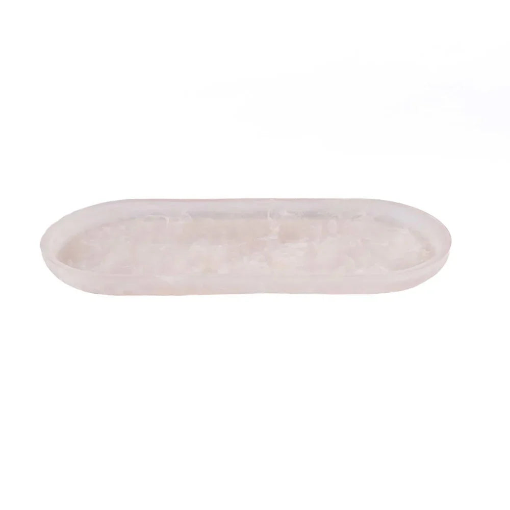 RESIN OVAL PLATE | PINK WHITE
