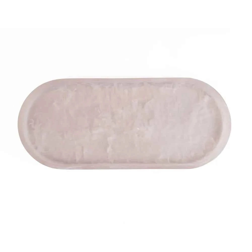 RESIN OVAL PLATE | PINK WHITE