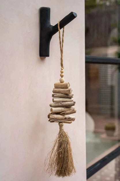 TEAK WALL HOOK | BLACK