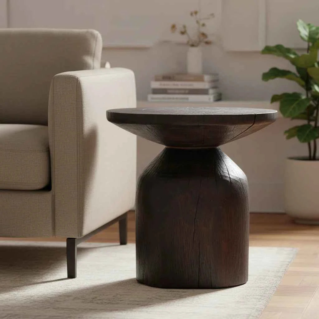 DRUMLINE STOOL - SIDE TABLE | DARK WALNUT