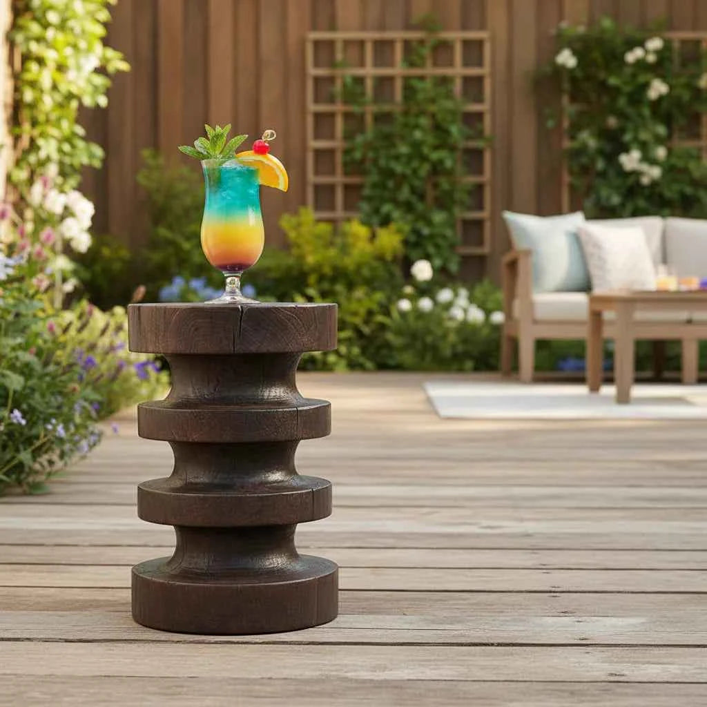 MOCHA RINGS SIDE TABLE | DARK WALNUT