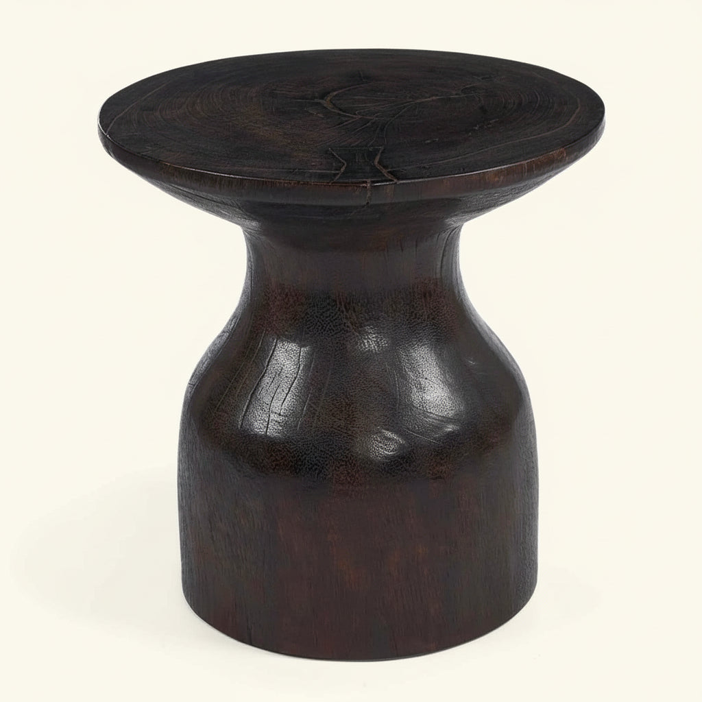 HOURGLASS STOOL - SIDE TABLE | DARK WALNUT