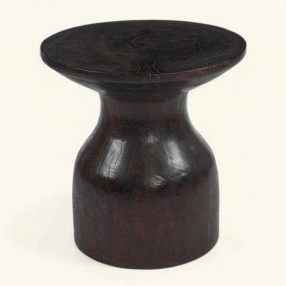HOURGLASS STOOL - SIDE TABLE | DARK WALNUT