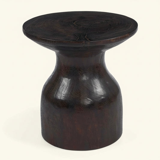 HOURGLASS STOOL - SIDE TABLE | DARK WALNUT