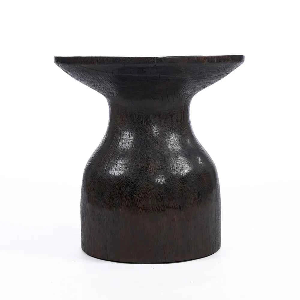 HOURGLASS STOOL - SIDE TABLE | DARK WALNUT
