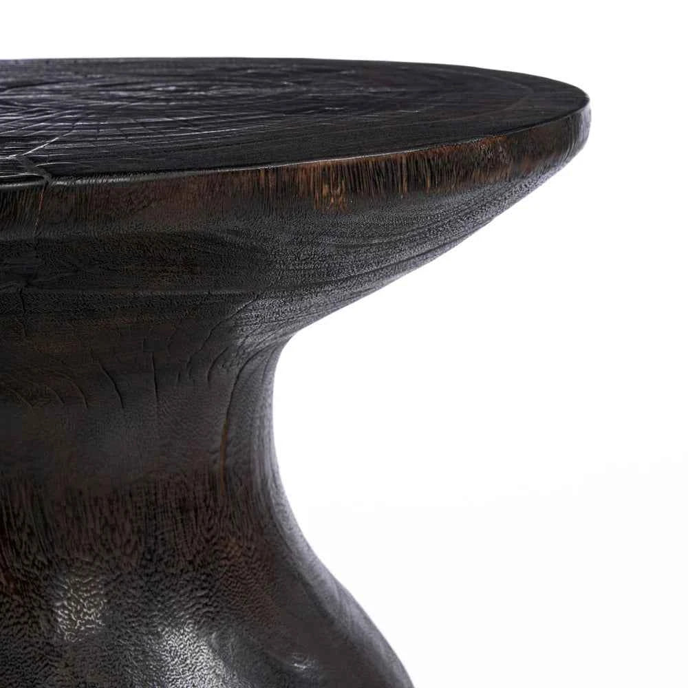HOURGLASS STOOL - SIDE TABLE | DARK WALNUT