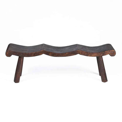 LOMBOK WAVY BENCH | DARK WALNUT
