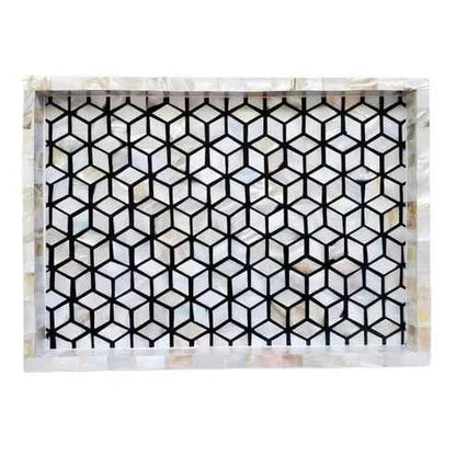 Mother of pearl inlay Rectangle Honey comb pettern serving tray