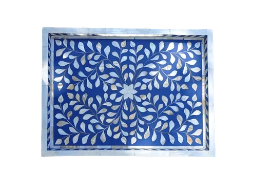 Mother of pearl inlay Rectangle Floral pettern serving tray