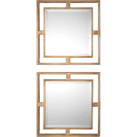 ALLICK GOLD SQUARE MIRRORS | SET OF 2