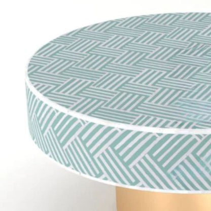 Bone Inlay Round Coffee Table for Home Centre Table Geometrical Pattern by Hansa Handicraft