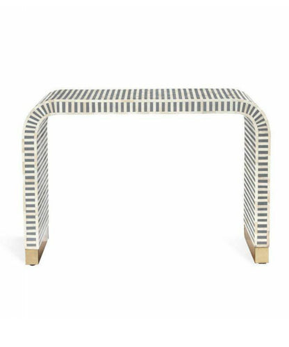 Handmade Striped Waterfall Bone Inlay Console Table | Unique Exotic Design for Entryway, Living Room, and Dining Room Decor