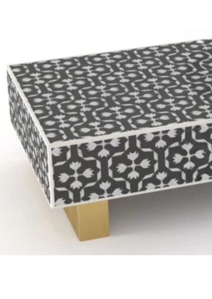 Bone Inlay Coffee Table Black Addition Pattern Design.