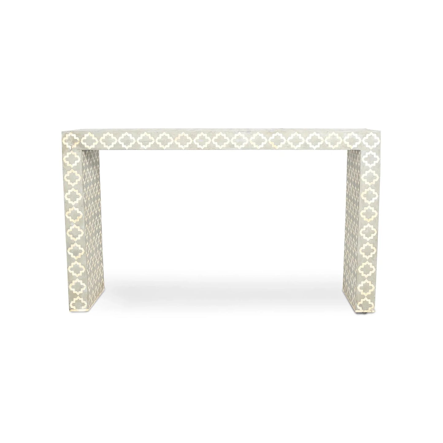 Handmade Bone Inlay Console Table Gray Mughal Design | Unique Exotic Design for Entryway, Living Room, and Dining Room Decor