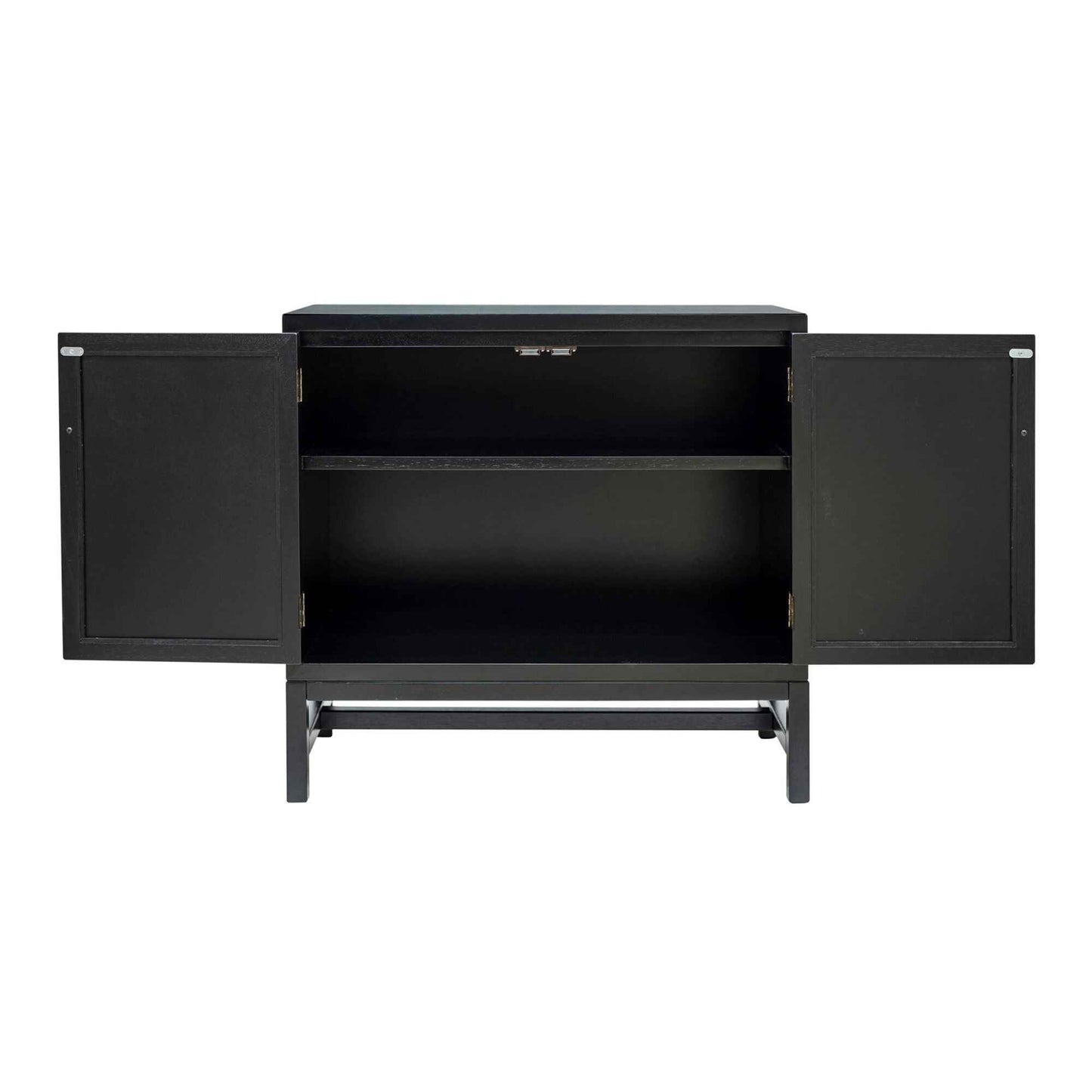 MORA STORAGE CABINET | 2-DOOR | BLACK +NATURAL RAFFIA