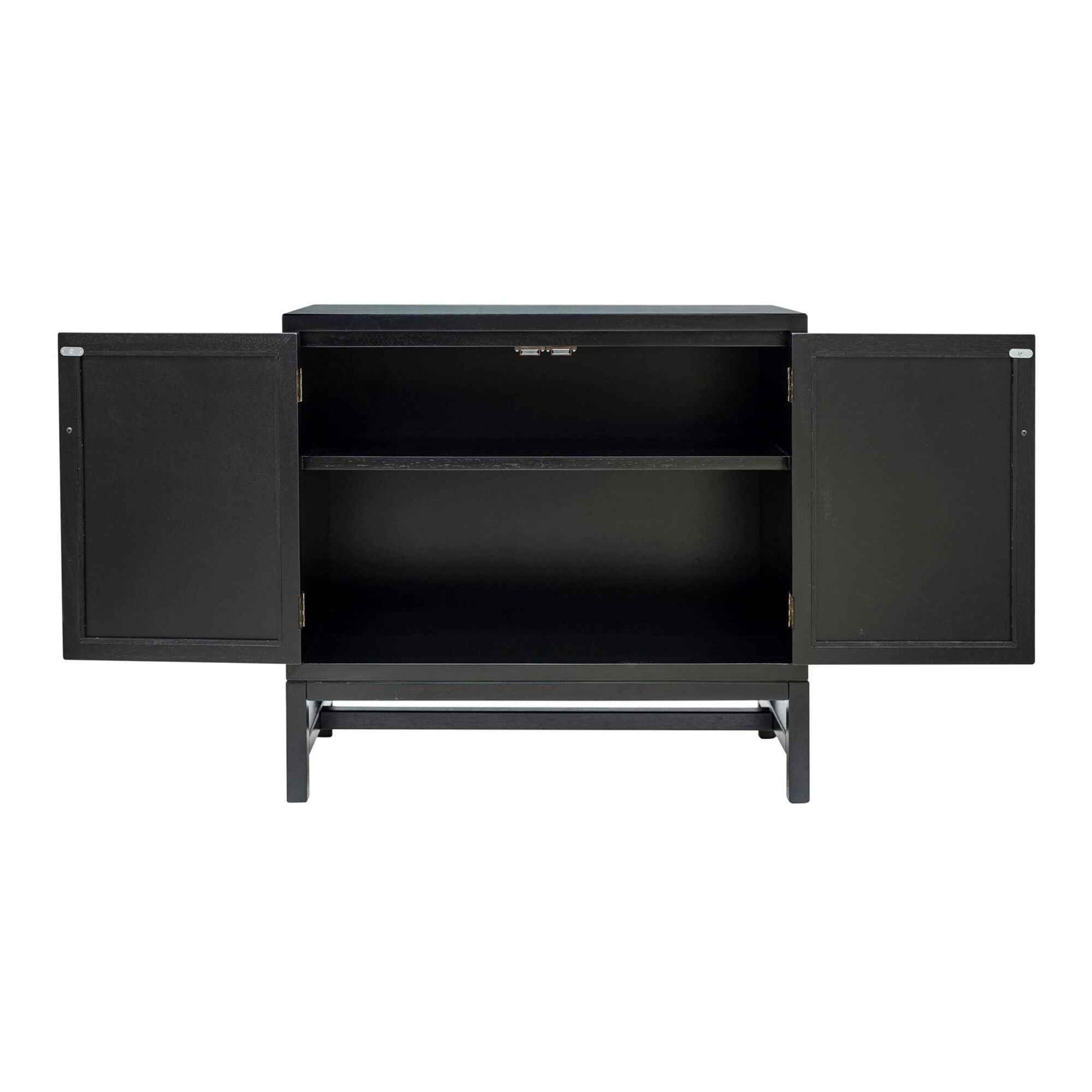 MORA STORAGE CABINET | 2-DOOR | BLACK +NATURAL RAFFIA