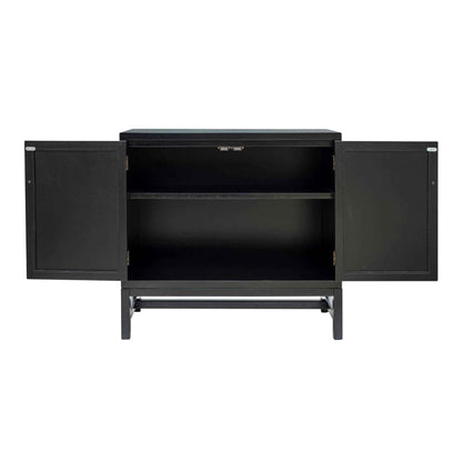 MORA STORAGE CABINET | 2-DOOR | BLACK +NATURAL RAFFIA