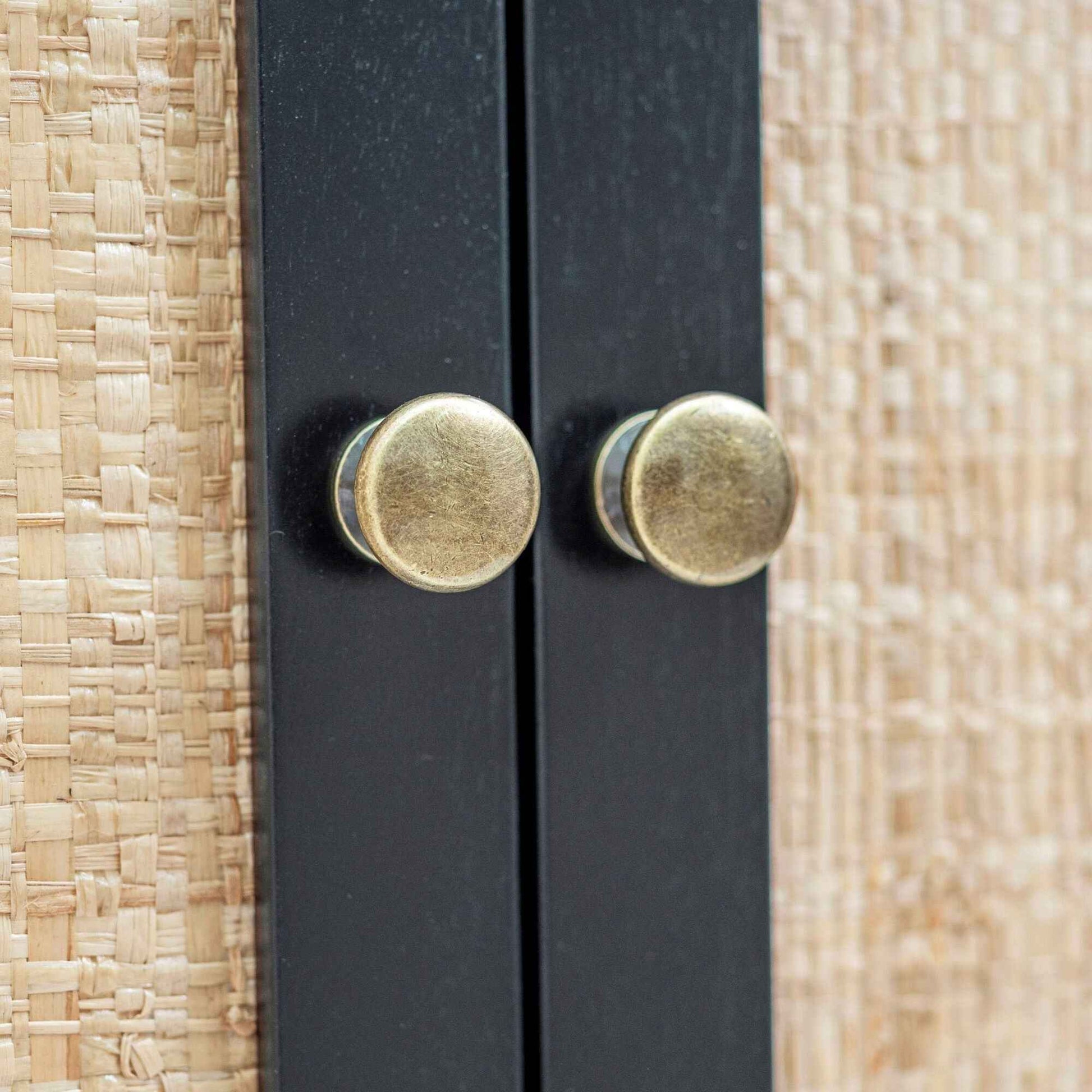 MORA STORAGE CABINET | 2-DOOR | BLACK +NATURAL RAFFIA