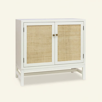 MORA STORAGE CABINET | 2-DOOR | WHITE +NATURAL RAFFIA