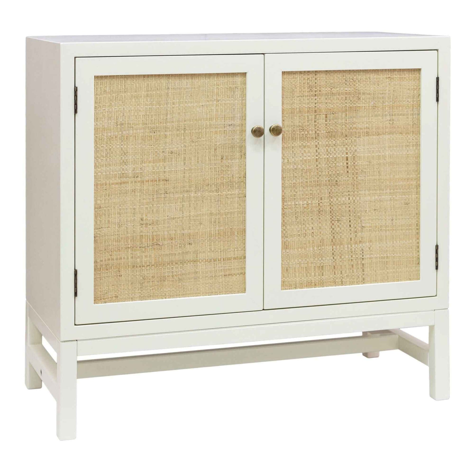 MORA STORAGE CABINET | 2-DOOR | WHITE +NATURAL RAFFIA