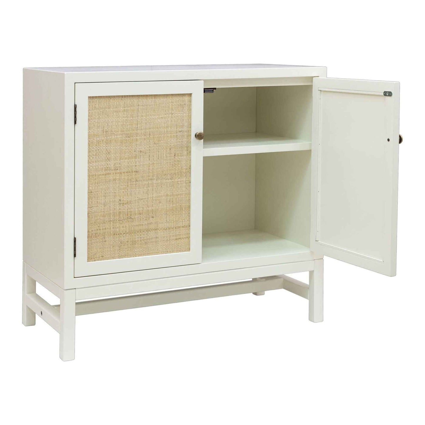 MORA STORAGE CABINET | 2-DOOR | WHITE +NATURAL RAFFIA