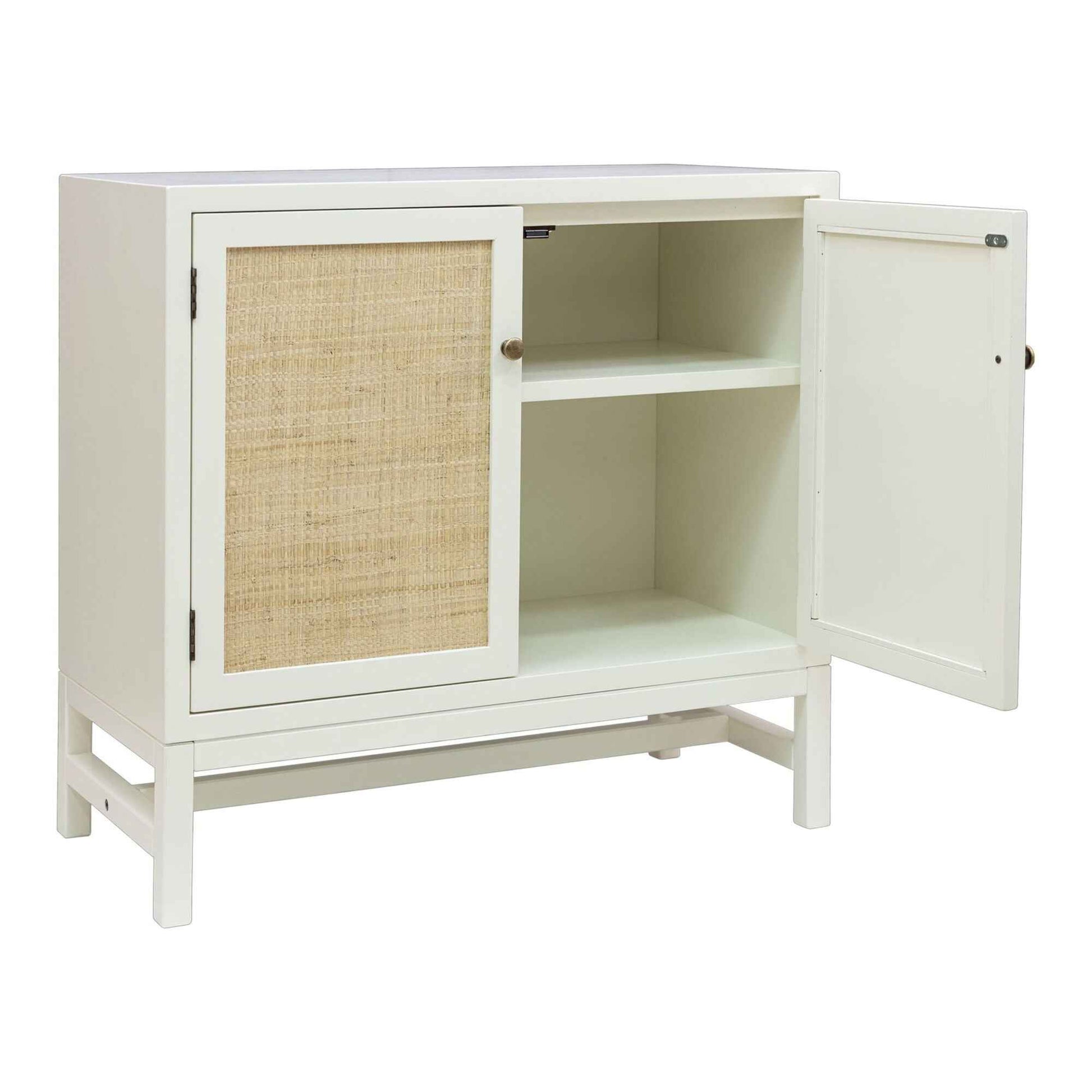 MORA STORAGE CABINET | 2-DOOR | WHITE +NATURAL RAFFIA