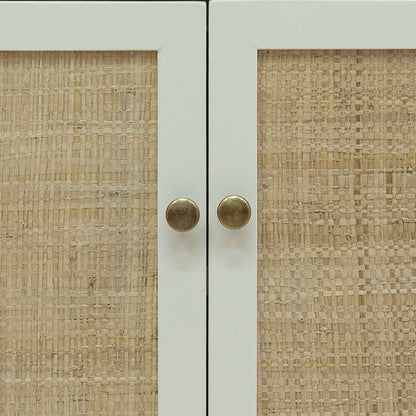 MORA STORAGE CABINET | 2-DOOR | WHITE +NATURAL RAFFIA